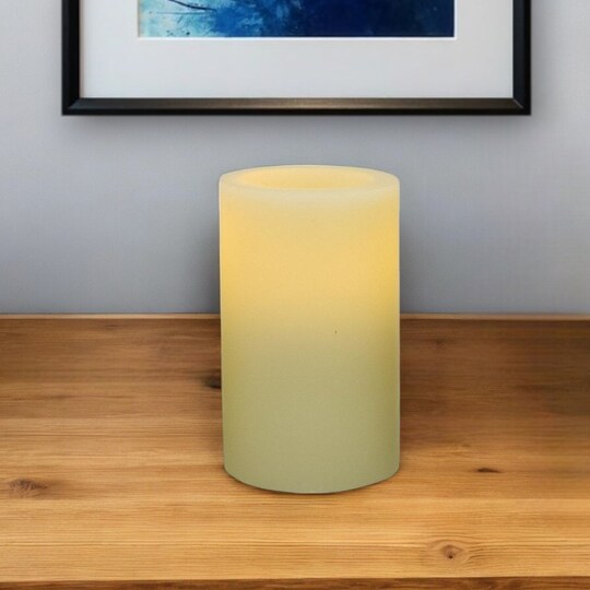 Edge Collections - 5" x 3" - White - Dripless Flameless Pillar Candle for Ambiance - 1 Piece